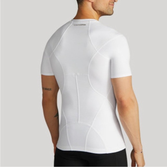 Tommie Copper Mens Compression Shirt Back Support Short Sleeve White Zip Up - Picture 2 of 10